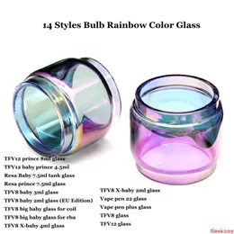 Tubo di vetro sostitutivo color arcobaleno con lampadina estesa per il principe Resa TFV8 big baby Zeus X-baby Pen 22 plus DHL