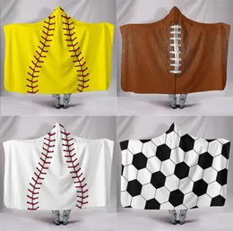 200x150cm Baseball Fußball Sherpa Handtuch Softball Decke Sport Thema Kapuzen Cape Fußball Badetuch Decken Swadding 20pcs5171658