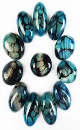 12 pz Intero Naturale Blu Drago vene Agate Ovale CAB Cabochon 17x12x6mm per Creazione di Gioielli Accessori senza foro 2107204838762