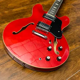 In Stock Red Semi Hollow Body 335 Electric Guitar Chrome Hardware 2H Pickups Fast Ship