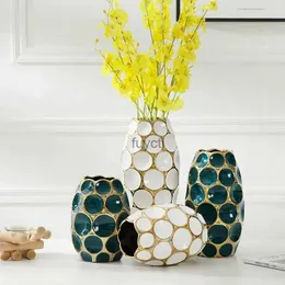 Vasen Keramikvase Stereoskopische getrocknete Blumen Anordnung Wackelplatte Wohnzimmer Eingang Ornamente Heimdekorationen YQ240117
