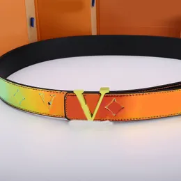 Paski projektantów talii dla kobiet laserowy pasek skórzany mężczyzna Czarny pomarańczowy gradient klamra klamra ceinture homme zwykły męski pasek kobiety multi style moda HG080