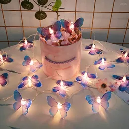 Украшение вечеринки 1,5 м 10 светодиодных лампочек-бабочек на батарейках, уличный сказочный ночник, гирлянда для комнаты, занавеска для дня рождения, свадебный декор