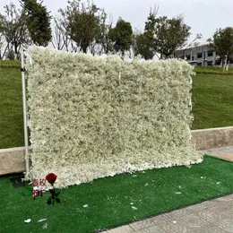 Dekorativa blommor SPR 4 8ft Roll Up Silk Flower Wall Wedding Decor Backdrop White Panels Artificial Decoration