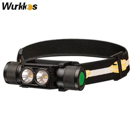 Wurkkos h25l usb recarregável 1200lm 18650 farol duplo lh351d 90cri 5000k cabeça lanterna ipx4 acampamento tocha de pesca 240117