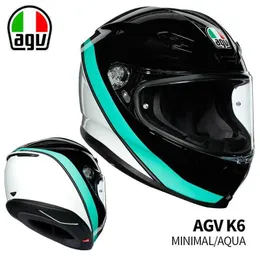 Capacete de motocicleta italiano Agv aberto de rosto inteiro feminino k Fibra de carbono Capacete completo masculino Four Seasons Universal Anti Fog Motocicleta Capacete de corrida QGHF