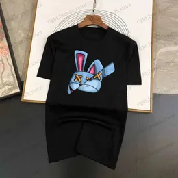 Men's T-Shirts Cotton Tops Funky Brand Bunny Funny Cartoons Short Sleeve Men Personality Street T-Shirts Loose Oversized Tees Breathable Soft T240117