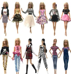 American Girl Dolls 2 세트 멀티 그룹 선택적 인형 드레스 탑 패션 스타일 치마 다채로운 의상 전체 인형 옷 액세스 1364669