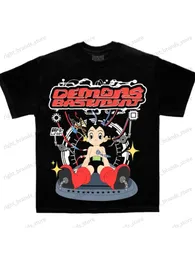 T-shirt da uomo y2k anime giapponese semi-robot stampato T-shirt a maniche corte maschile Goth Harajuku street trend girocollo camicia allentata casual T240117