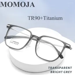 Marcos de gafas de sol MOMOJA Ultra ligero y de moda Cuadrado Pure Titanium Marco de gafas para hombres Gafas graduadas ópticas para