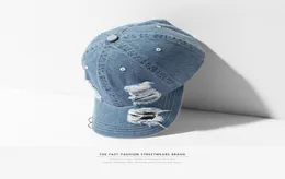 Enflasyon denim delikleri hasarlı gündelik beyzbol kapakları moda sokak kıyafeti erkek şapka ayarlanabilir marka yaz snapback kapakları 097ci2018 d186126828