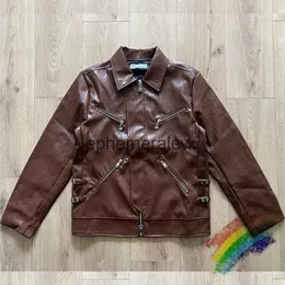 Men's Jackets Brown Demon Retro Glossy Leather Lapel Jacket For Men Women 1 1 Best Quality Motorcycle Coat Jacketsephemeralew