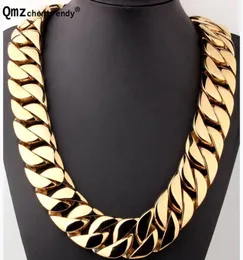 Collares de cadena cubana con curva plana para hombre, de acero inoxidable auténtico, dorado, 31MM, súper pesado, grueso, Hip hop, exagerado, 8538269