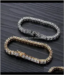 Tasarımcı Hip Hop Takı Erkekler Elmas Tenis Bilezik Buzlu Bling Bangles Love Lüks Cazibe Bilezikleri Pour Hommes Gold S7956234