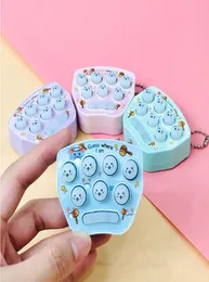 Cute hamster fun mini handheld decompression Fidget toy Push its Bubble Soft Relieve Stress Squeeze toys game machine key chain1748071