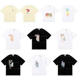 남자 티셔츠 럭셔리 Rhude for Men White Tshirt 디자이너 T 대형 T Rhude t hip trendy short print man t-shirt black