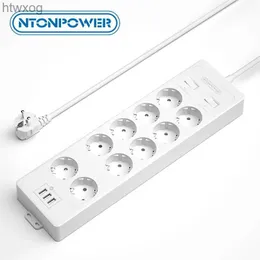 Power Cable Plug NTONPOWER Power Strip 4000J Surge Protector Extra Wide Socket Wall Mountable USB Power Outlet with Extension Lead Network filte YQ240117