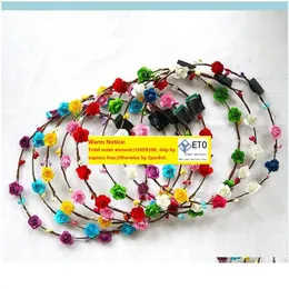 Aessoriersflashing LED Hairbands Strings Glow Flower Crown Beadbands Light Party Rave Floral Hair Garland Luminous Lumin