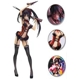 Anime Game Character Tokisaki Kuzou Action Model Figure Handmade Toy Black Red Lace Suit Model Room Decoration Sticker G09113504221