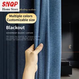 Hög blackout-gardin för vardagsrum lyxigt sovrum förtjockat bomullslinne El CustomFashion Enkel dubbelsidig fönsterdörr 240117