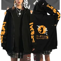 Haikyuu Japan Anime Men Women Zipper Hoodie Karasuno High School Plus Size Sweatshirt Harajuku Unisex Long Sleeve Zip Up Jacket 240116