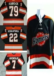 Thr erkek bayan çocukları ECHL Fort Wayne Komets 79 Kayleigh Schrock 22 Jamie Schaafsma 100 Nakış Ucuz Hokey Formaları 2762754