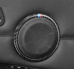 Carbon Fiber Car door Speaker Decorative Circle Sticker Loudspeaker Trim Car Styling For BMW E90 320i 325i E84 X1 Accessories1190342