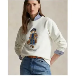 Herrtröjor tröjor Little Bear Paul Polo Pullover Hooded Hoodie Women's Ponny Label Solid Cotton Loose Sweater Casual Wear