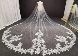 Brudslöjor lyx 4 meter lång spets bröllopslöja med kam vit elfenben hög kvalitet brudhuvudstycken tillbehör 20221775553