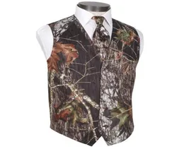 Cheap Camo Mens Wedding Vests Outerwear Groomsmens Vests 2021 Realtree Spring Camouflage Slim Fit Mens V Neck Vests9631321
