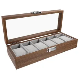 Watch Boxes Cases 6 Slots Walnut Wood Display Outdoor Jewelry Organizer Holder Case Transparent Design Container Travel Storage Drop D Otczl