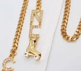 2024 Luxury quality long chain pendant necklace with diamond and words in 18k gold plated have stamp box PS3830A