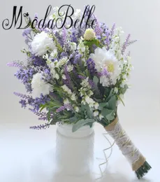 Buquê de casamento artificial roxo lavanda lilás para noivas 2017 flores artificiais buquês de noiva Trouw Boeket ModaBelle6787659