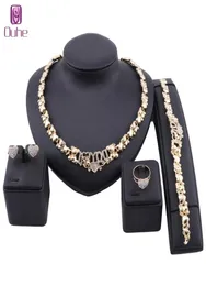 Grânulos nigerianos moda casamento eu te amo conjuntos de jóias de cristal festa de noiva elegante feminino colar pulseira brincos anel set6169063