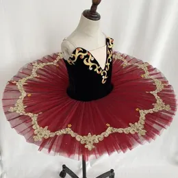 Meninas bordados rendas tule tutu vestidos de baile crianças pleuche sem costas vestido de dança ballet crianças desempenho trajes grupo z6762