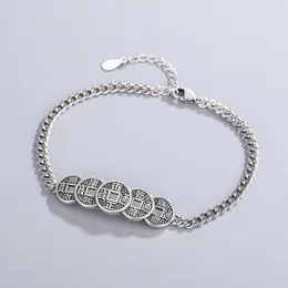 Link Armbänder FoYuan Silber Farbe Koreanische Ausgabe Retro Hergestellt Alte Bronze Münze Armband Netzwerk Rot Kleine Ornamente Einfacher Schmuck