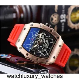 Richardmill Watches Fashion Designer Flowers Skeleton Mens Montre Homme Rubber Silicone Band Quartz Man Fashion Waterproof Spor 6zhp