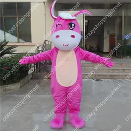 Pink Cute Donkey Mascot Costume Cartoon Character Outfits Halloween Jul Fancy Party Dress Adult Size Födelsedräkt