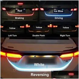 Dekorativa lampor bil bakre stam signallampa RGB LED -remsor Ljus kör signaler omvänd bromsbelysning lastbil flödesremsa lampor droppe dhye9