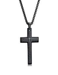 Pendanthalsband Collier Long Mens Cross Scripture Necklace Chain Kettingen BiJuteria Titanium amp Pendants Colgante HOMBREPEND737678221