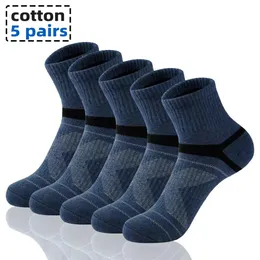 10PCS5Pair High Quality Cotton Autumn Mens Socks Running Winter Casual Breathable Active Stripe Sport EUR3845 240117