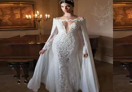Off the Shoulder Floor Length Long Bridal Wraps with Lace Pearls Bridal Shawl Elegant Bridal Accessory for Brides Cloak High Quali2910741
