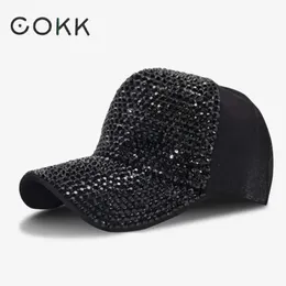 Top Caps Cokk Sequin Rhinestone Beyzbol Kapağı Kadınlar Snapback Hats için Snapback Hats Cap ayarlanabilir beyzbol şapkaları Kemik Casquette Dad Hat Kadın YQ240117