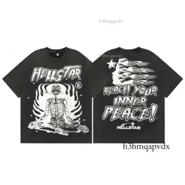 T-shirt firmata Hellstar Hipster Parker dice di cantare lavato a mano grigio versione alta Camicia Hellstar a manica corta da uomo e da donna High Street Fashion 744