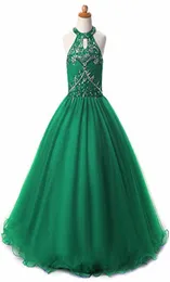 Glitz Girls Pageant Dresses Keyhole Back Crystal Beadings Halter Kids Ball Ball Prom Dress Vresses for Girls Flower Girl D9132803