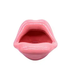 LUOEM Lippen-Mund-Keramik-Aschenbecher, Neuheit-Zigarettenaschenbecherhalter für Zuhause, Rosa, T2007219732950