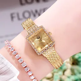 Women's mesh belt retro luxury diamond set deluxe deluxe Deluxe square waterproof quartz watch