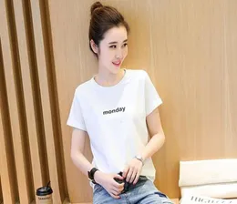 Kobiety T Shirt Fashion Ladies Fashion Causal Cotton Tshirt z krótkim rękawem w stylu femme tryb klasyczny bawełniany letni topss 6190569