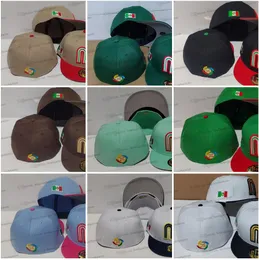 15 cores 2024 Mens Gold Letter M Baseball Chapéus Equipados Cor Marrom Flat Full Size Closed Caps Verde Escuro México Chapéu Flat Brim Hip Hop Classic Sports Hat Jan17-02