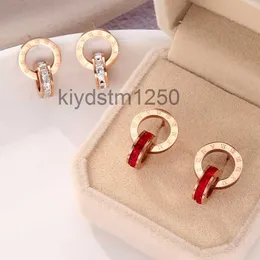 Stud Crystal Diamond Earrings Rose Gold Fashion Titanium Steel Double Sound Roman Siffer Studs Earring For Women Gift Smycken Fade Never Allergic 65Jk